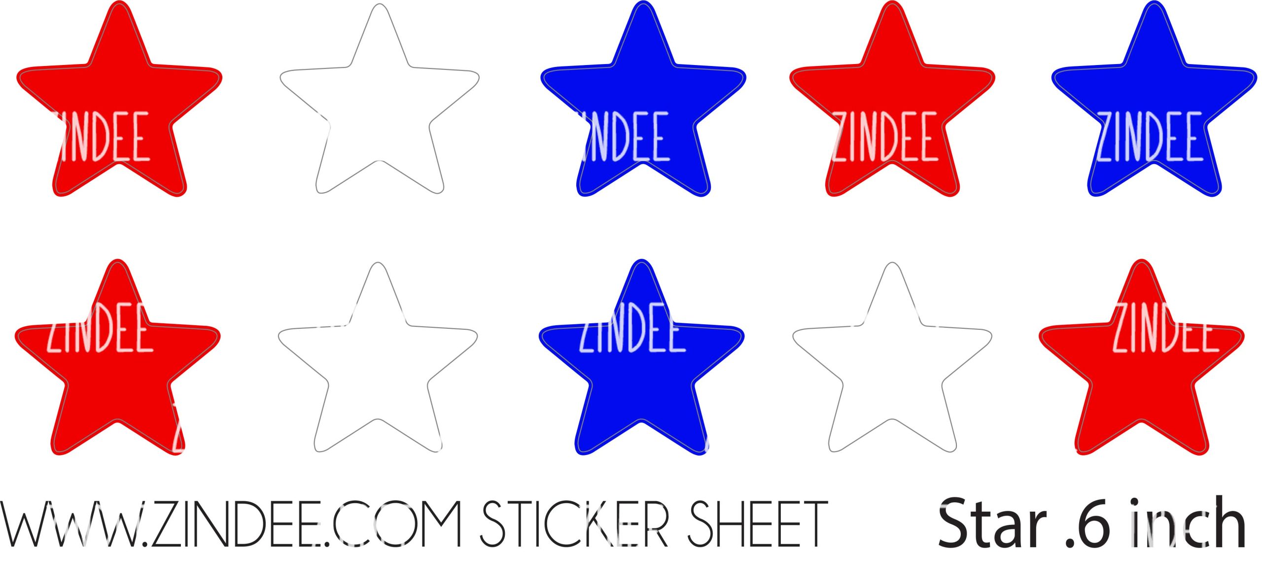 Star (sticker sheet) .6" White Gloss