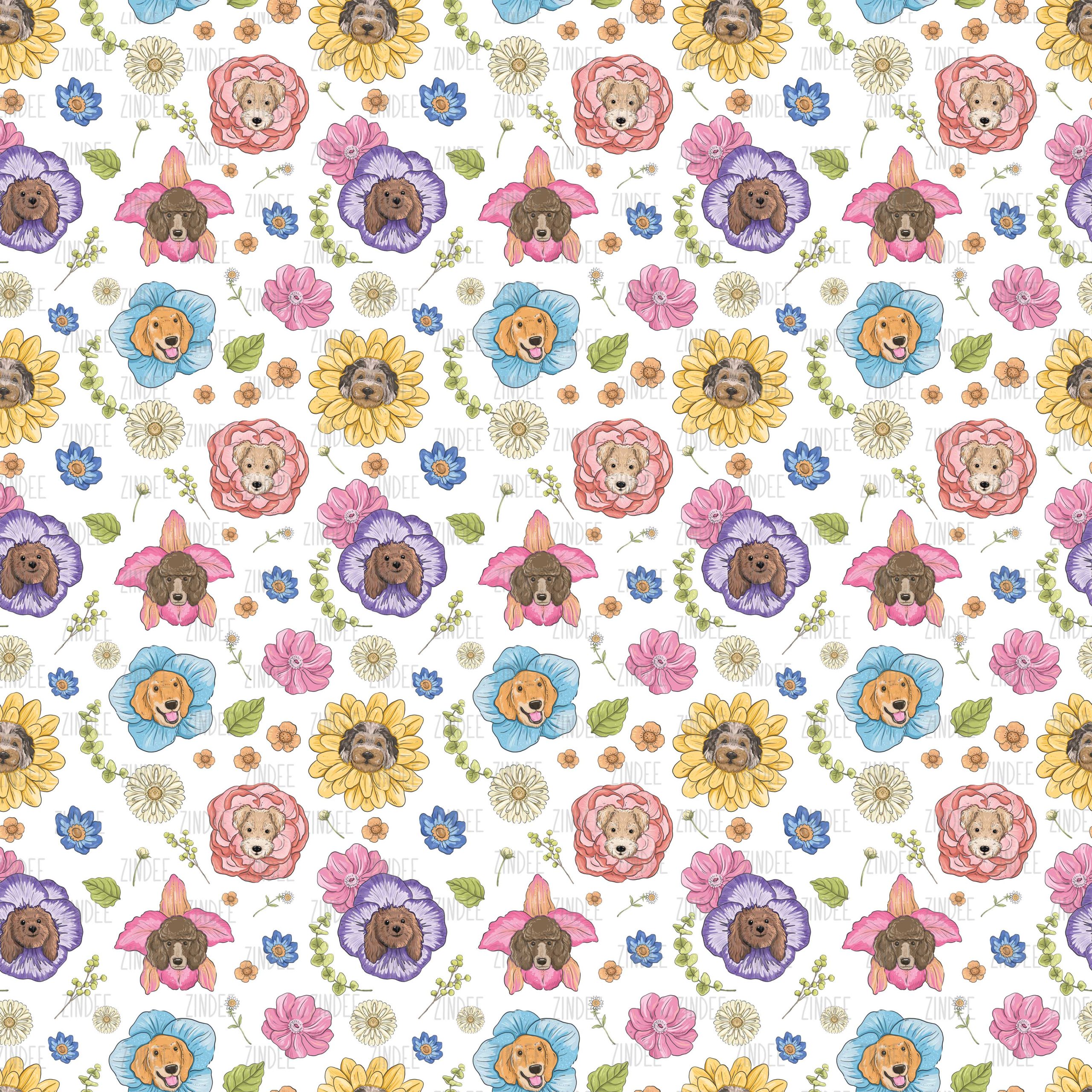 Blooming Dogs seamless (vinyl)