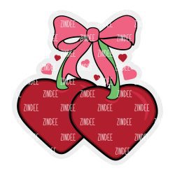 Cherry Hearts Acrylic Blank- Sticker- UV DTF (2.5 inch)