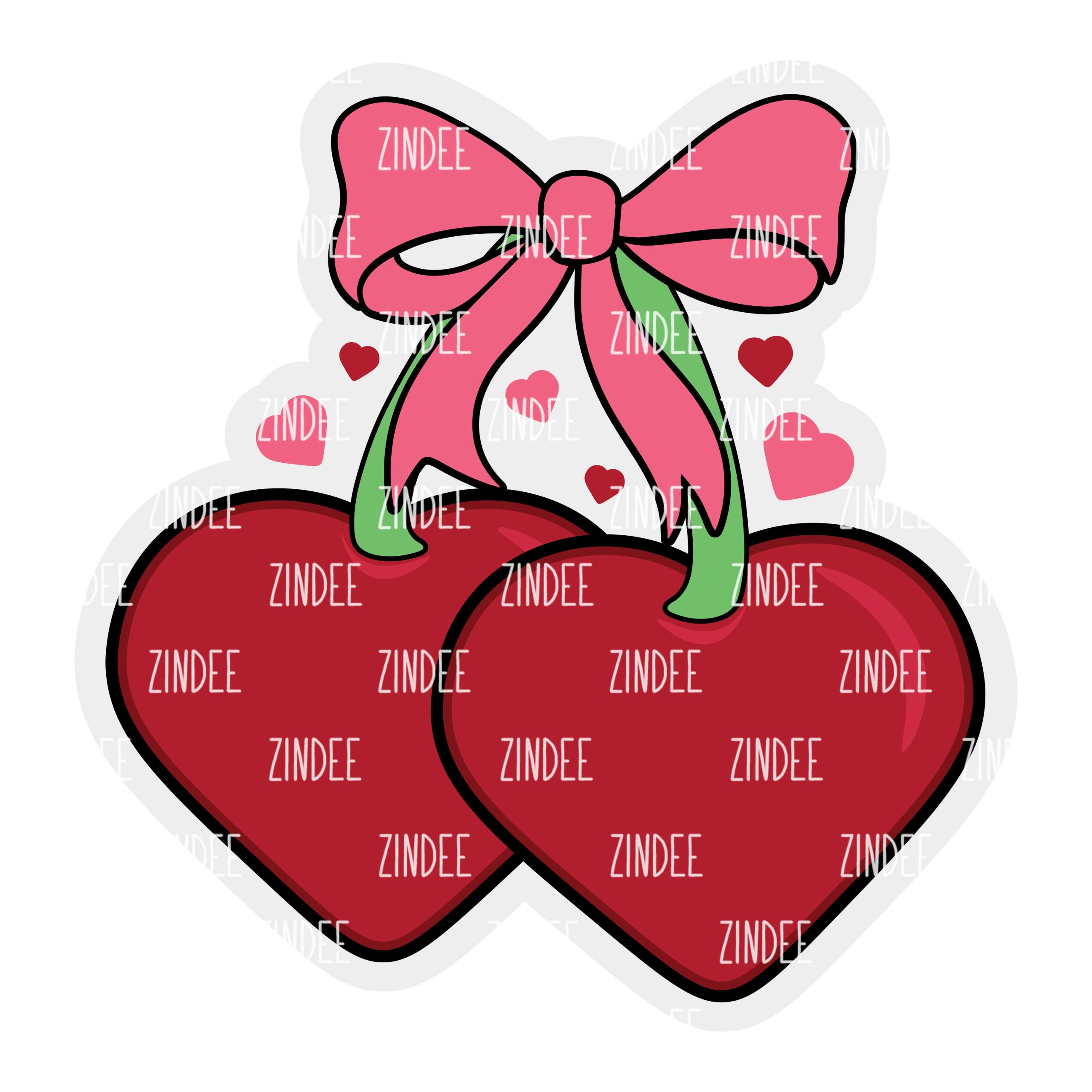 Cherry Hearts Acrylic Blank- Sticker- UV DTF (2 inch) NO HOLE