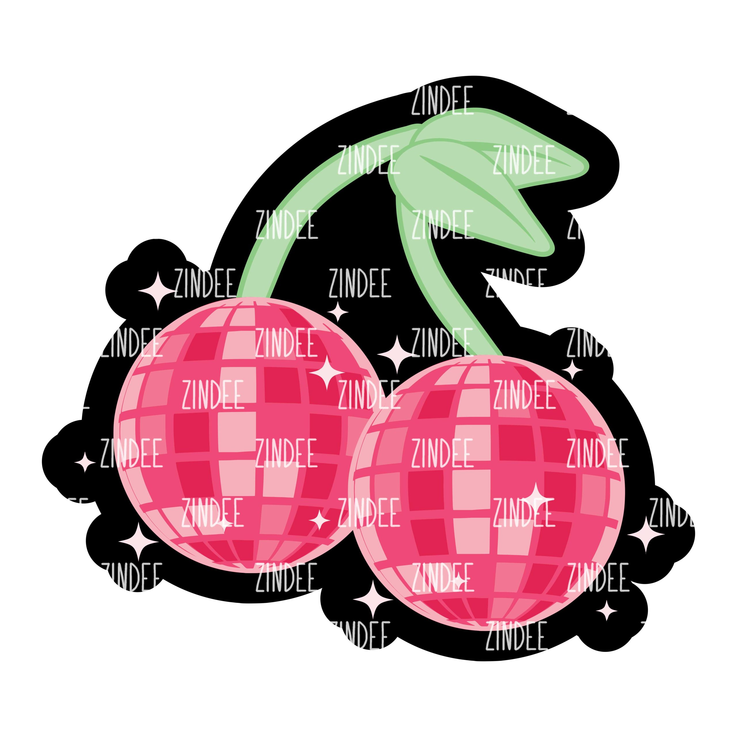 Disco Cherries Acrylic Blank- Sticker- UV DTF (1.5 inch)