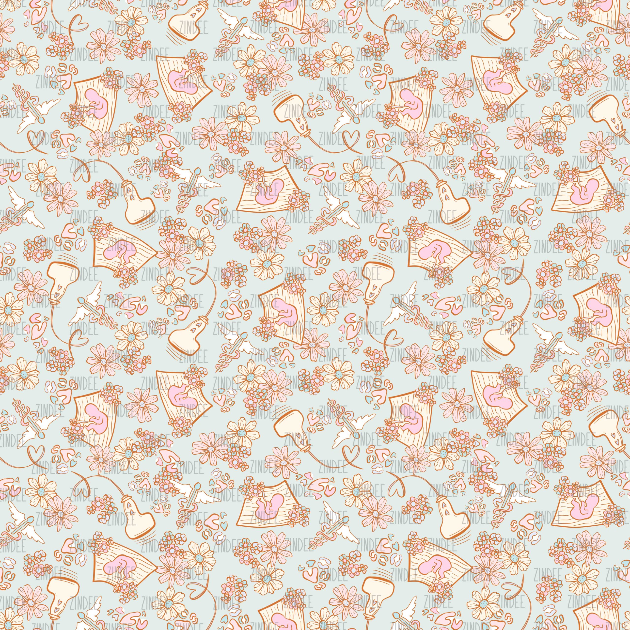 Floral Ultrasound seamless (vinyl)