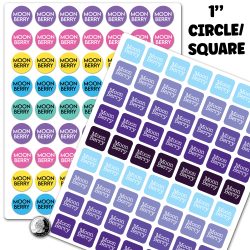 Name Labels- Adhesive - Dishwasher Safe - Circle/Square