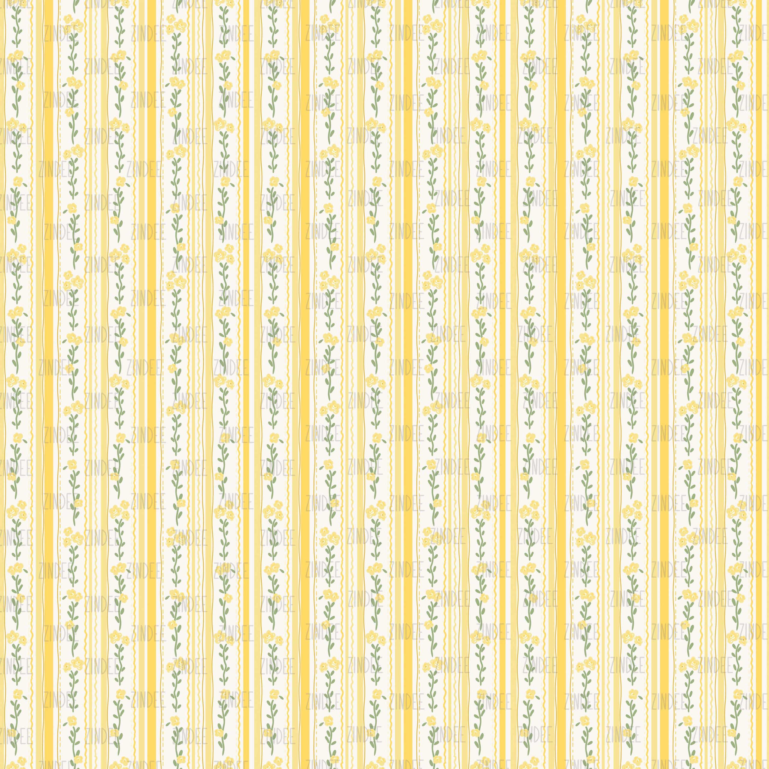 Rosey Stripe Wallpaper Yellow seamless (vinyl)