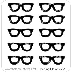 Reading Glasses (sticker sheet) .75" White Gloss