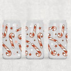 Candy Canes And Stars UV DTF Can Wrap