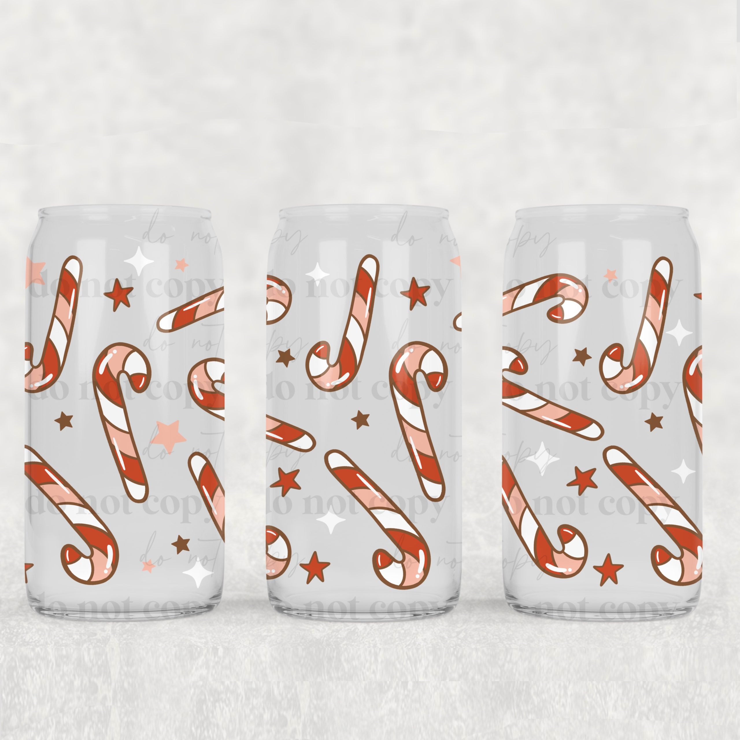 Candy Canes And Stars UV DTF Can Wrap