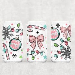 Holly Jolly Ornament UV DTF Can Wrap