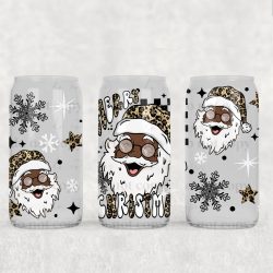 Merry Santa Cheetah Dark Skin UV DTF Can Wrap