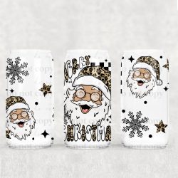 Merry Santa Cheetah Light Skin UV DTF Can Wrap