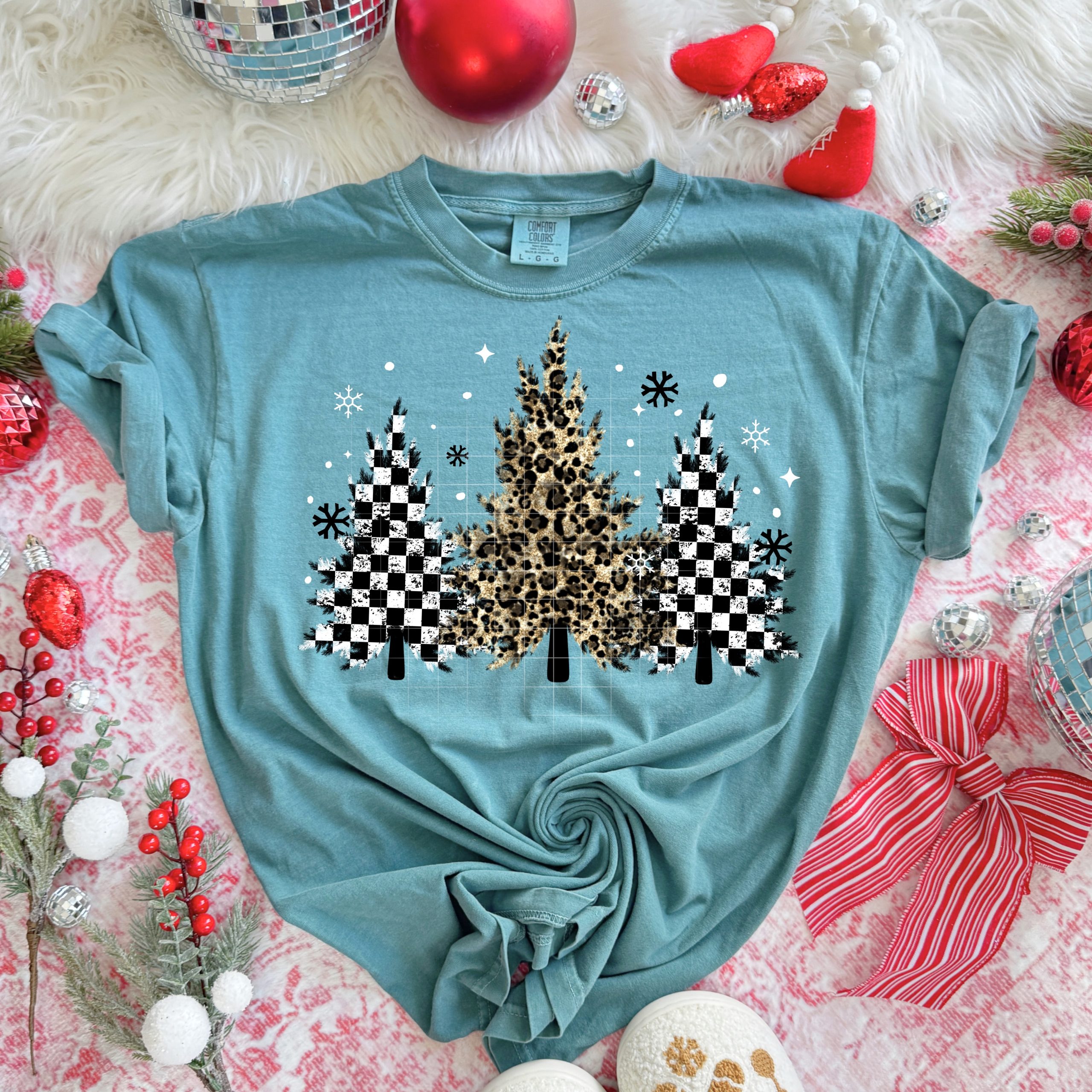 Checker Cheetah Trees DTF Transfer