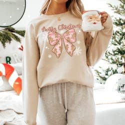 Merry Christmas Gingerbread Bow DTF Transfer