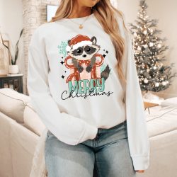 Merry Christmas Raccoon DTF Transfer