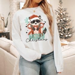 Merry Christmas Raccoon DTF Transfer