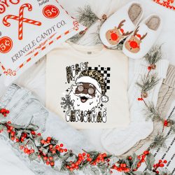 Merry Santa Cheetah Dark Skin DTF Transfer