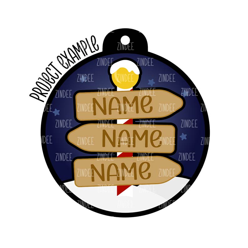 Sign Post (3) Christmas Ornament Insert (4 inch)