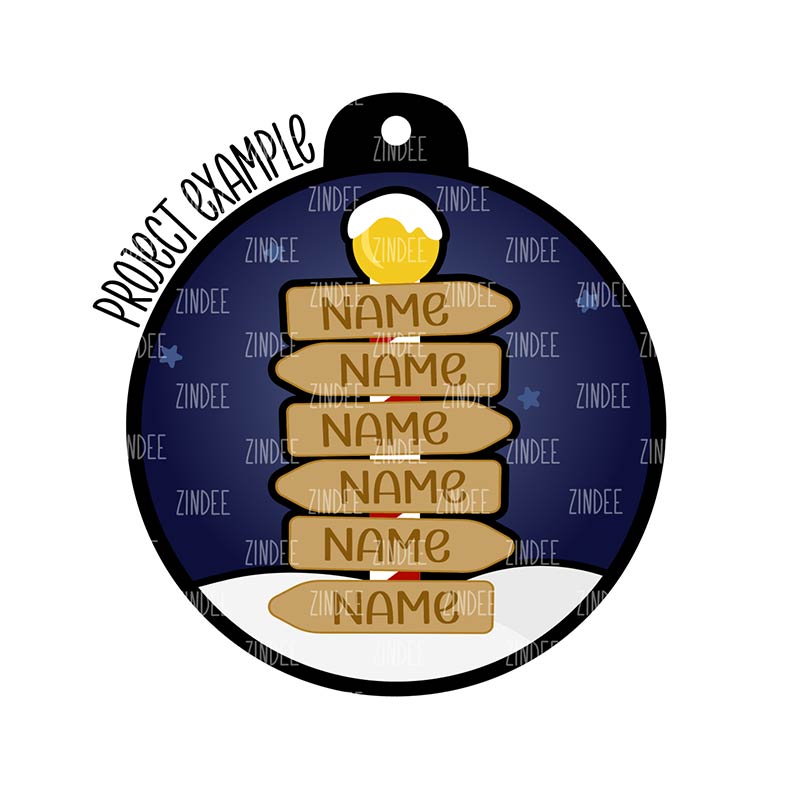 Sign Post (6) Christmas Ornament Insert (4 inch)