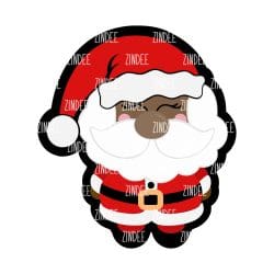 Tiny Santa Claus (Dark Skin) – Acrylic Badge Reel Blank (2") No Hole | Optional Sticker or UV DTF