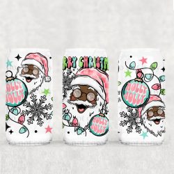 Merry Christmas Santa Dark Skin UV DTF Can Wrap