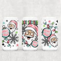 Merry Christmas Santa Light Skin UV DTF Can Wrap