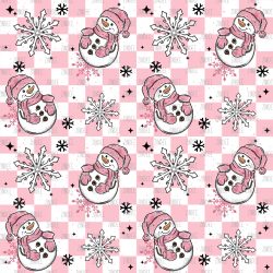 Checker Snowman Snowflakes PINK seamless (vinyl)