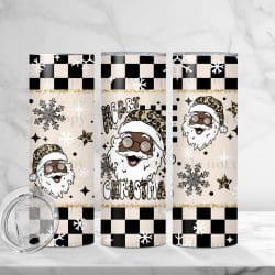 Cheetah Santa Merry Christmas Dark Skin (Sublimation Wrap) 20 oz Skinny