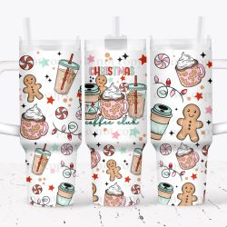 Christmas Coffee Club UV DTF Tumbler Wrap 40oz