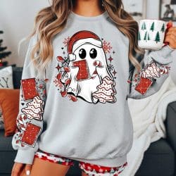 Christmas Ghostie Book Tree Cake DTF Transfer