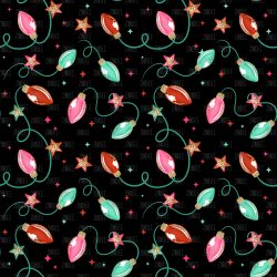 Christmas Lights Glitter Stars Black seamless (vinyl)