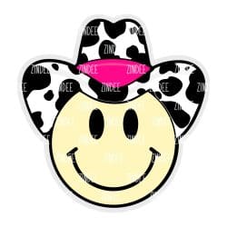 Cowboy Hat Circle (COW PRINT) – Mini Acrylic Charm Blank (1.5") | Optional Sticker or UV DTF