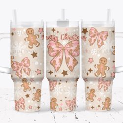 Gingerbread Bow UV DTF Tumbler Wrap 40oz