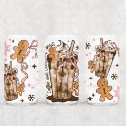 Gingerbread Bow Coffee UV DTF Can Wrap