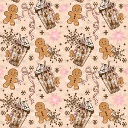 Gingerbread Bow Coffee seamless (vinyl)