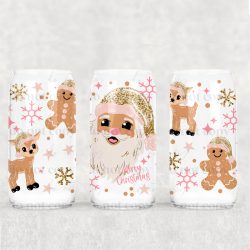 Glitter Santa And Friends Light Skin UV DTF Can Wrap