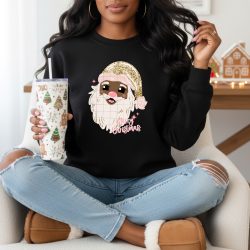 Glitter Santa Dark Skin DTF Transfer