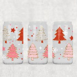 Gold Glitter Trees UV DTF Can Wrap