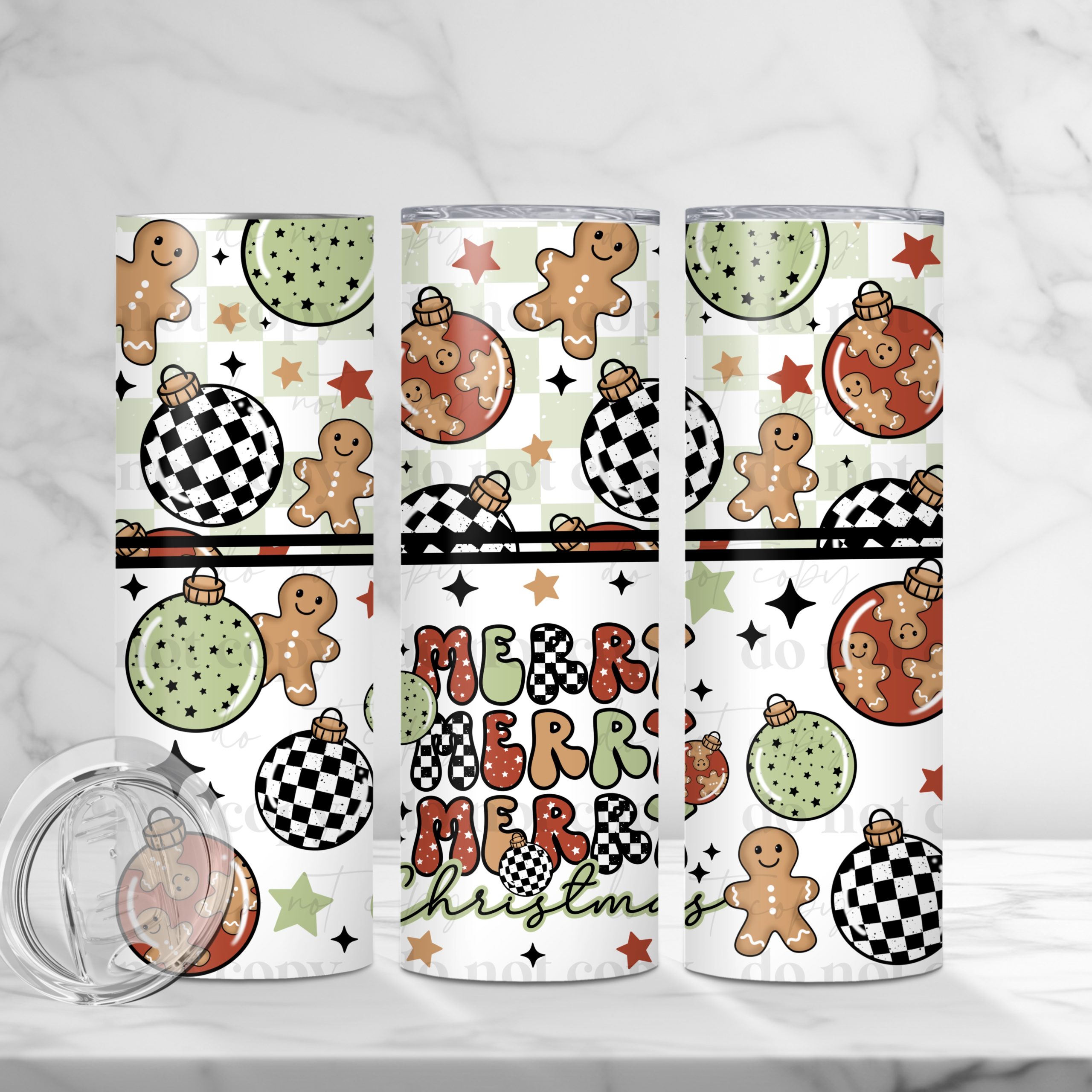 Merry Merry Christmas Green Red (Sublimation Wrap) 20 oz Skinny