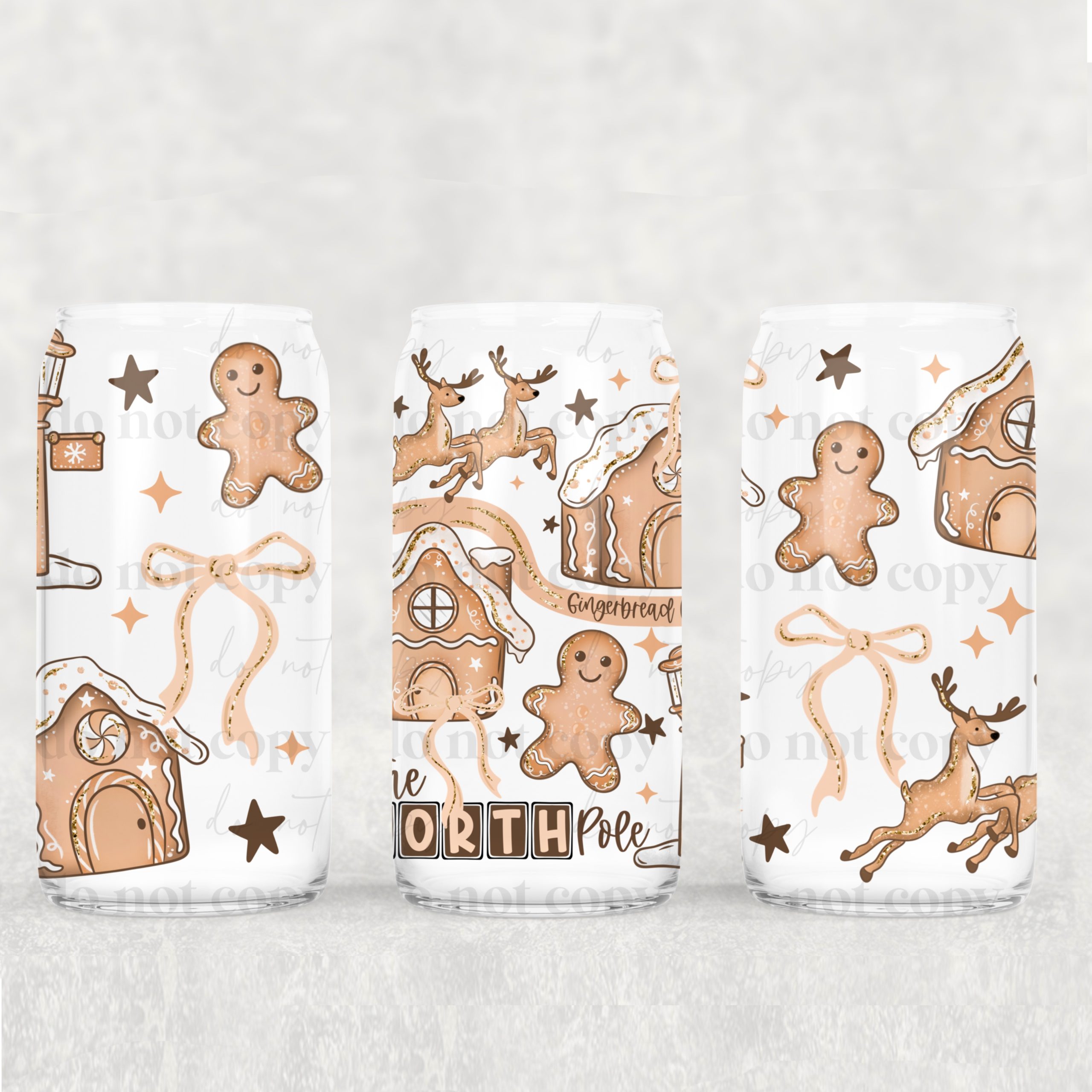 North Pole Gingerbread UV DTF Can Wrap
