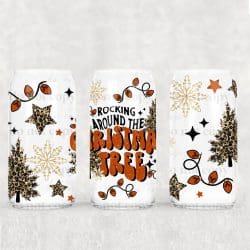 Rocking Around Leopard Christmas Tree UV DTF Can Wrap