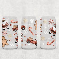 Santa Truck Gingerbread Dark Skin UV DTF Can Wrap