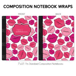 Composition Notebook Wrap- Kissy Lips