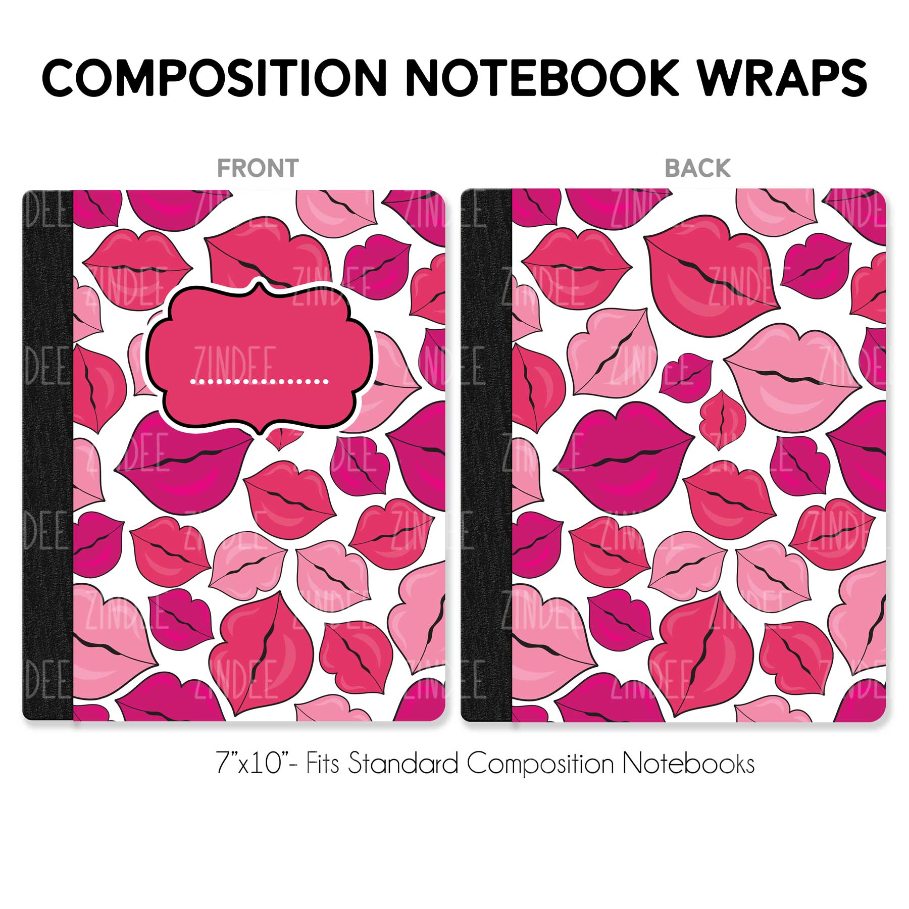 Composition Notebook Wrap- Kissy Lips
