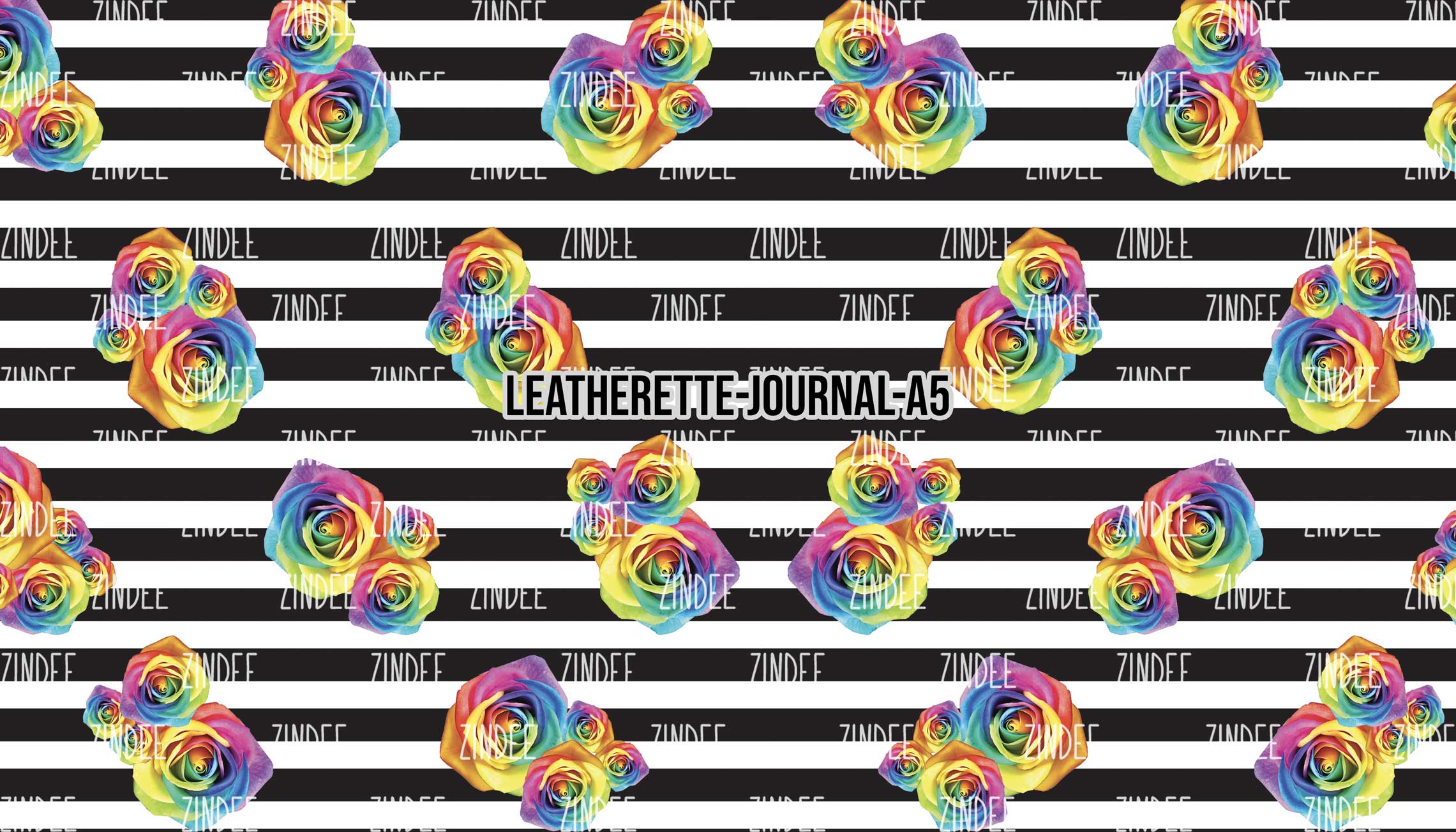 Black White Colorful Roses- Journal Size- A5 (Faux Leather)