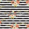 Black White Stripe Floral Coral - Journal Size- A5 (Faux Leather)