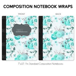 Composition Notebook Wrap- Floral Turquoise