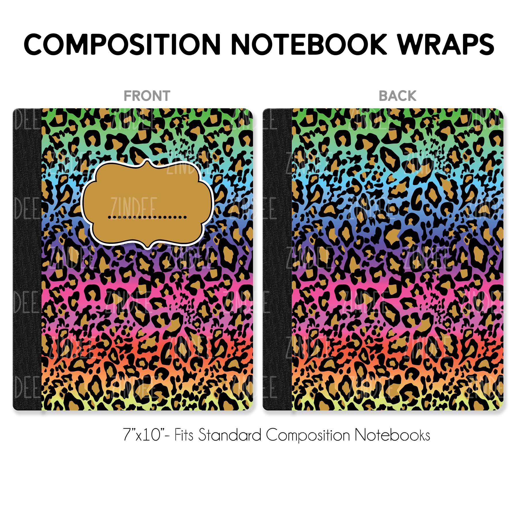 Composition Notebook Wrap- Rainbow Leopard