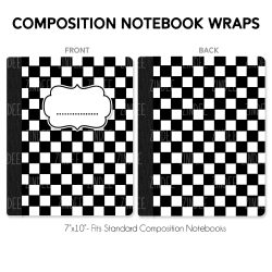 Composition Notebook Wrap- Black White Checker