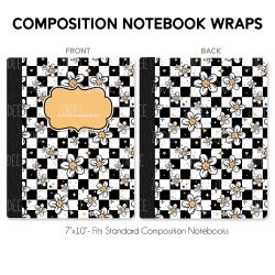 Composition Notebook Wrap- Daisy Checker