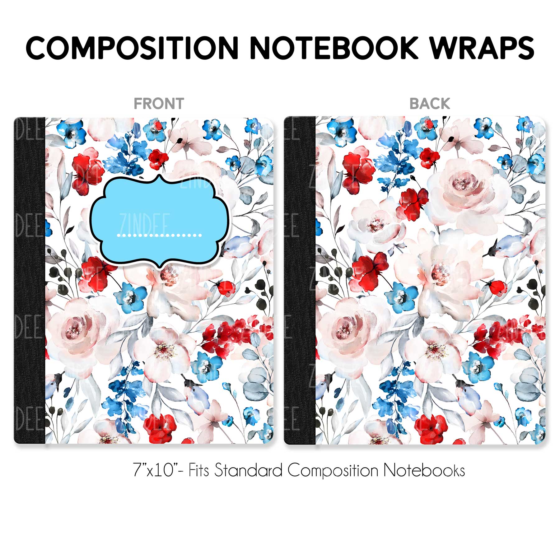 Composition Notebook Wrap- Independence Floral White
