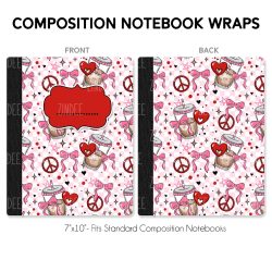 Composition Notebook Wrap- Pink Iced Coffee